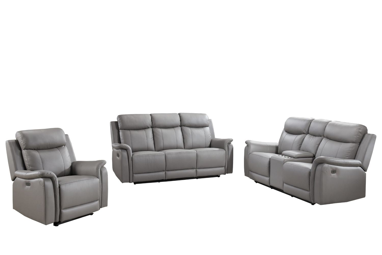 Cyrus Top Grain Leather Power Reclining Sofa Set Light Grey 99840