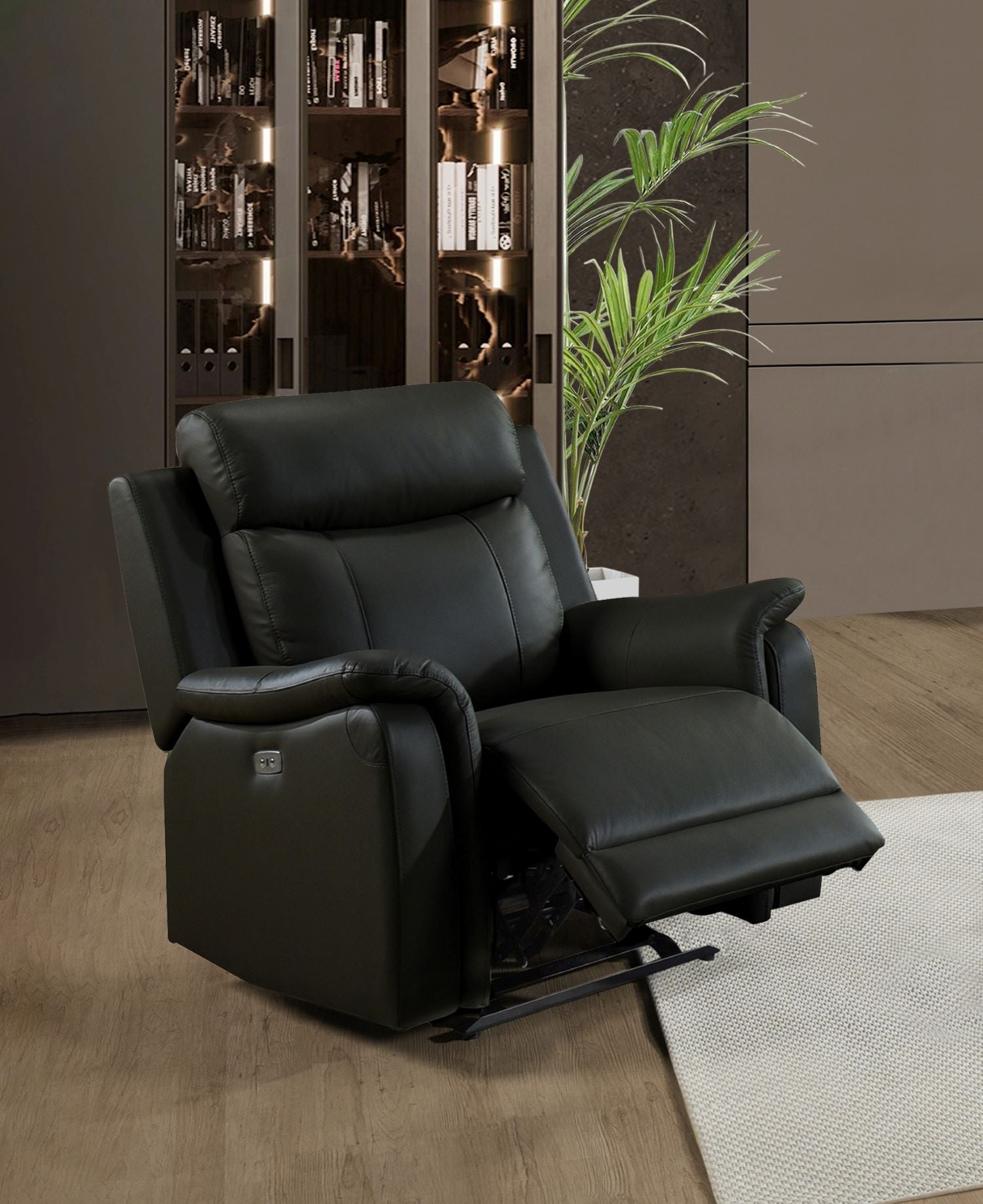 Cyrus Top Grain Leather Power Reclining Sofa Set Black 99840