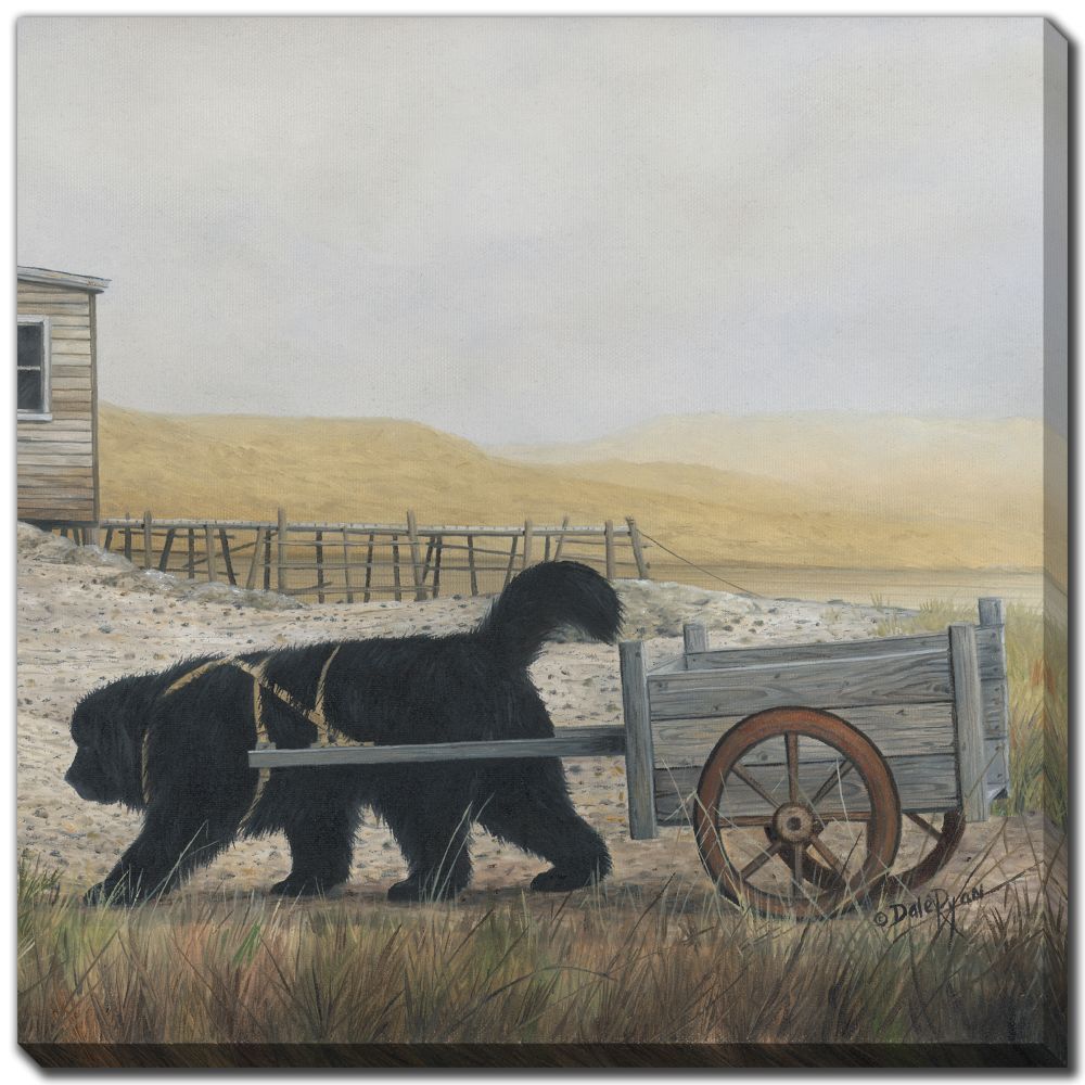 Newf With Cart Canvas Custom Order