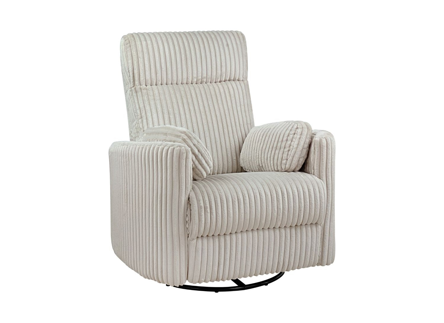Dancy Corduroy Fabric Swivel Glider Recliner Ivory 99615
