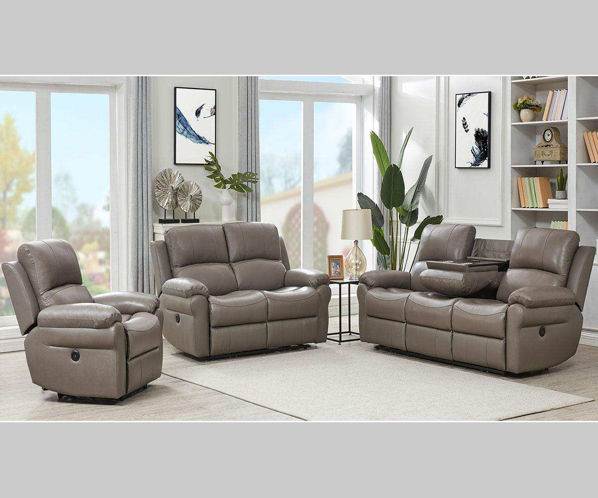 Danica Genuine Leather Power Recliner Sofa Collection Grey 7164