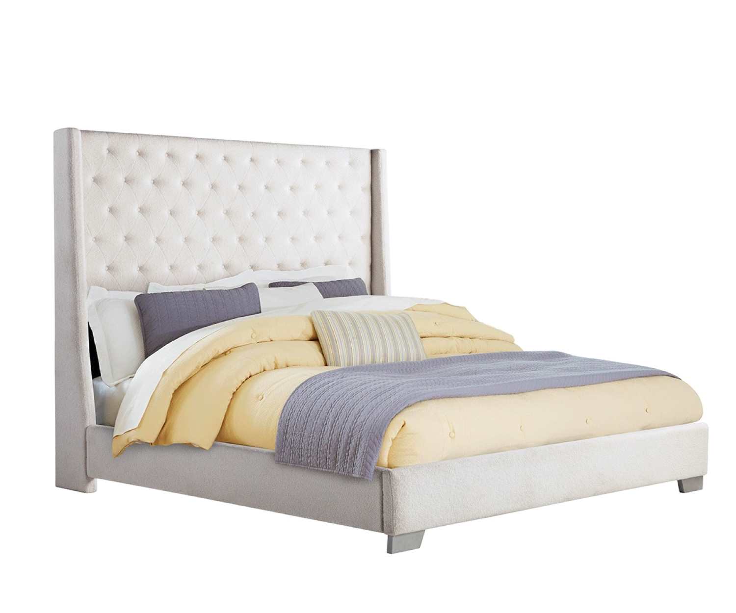 Beige Fabric Bed