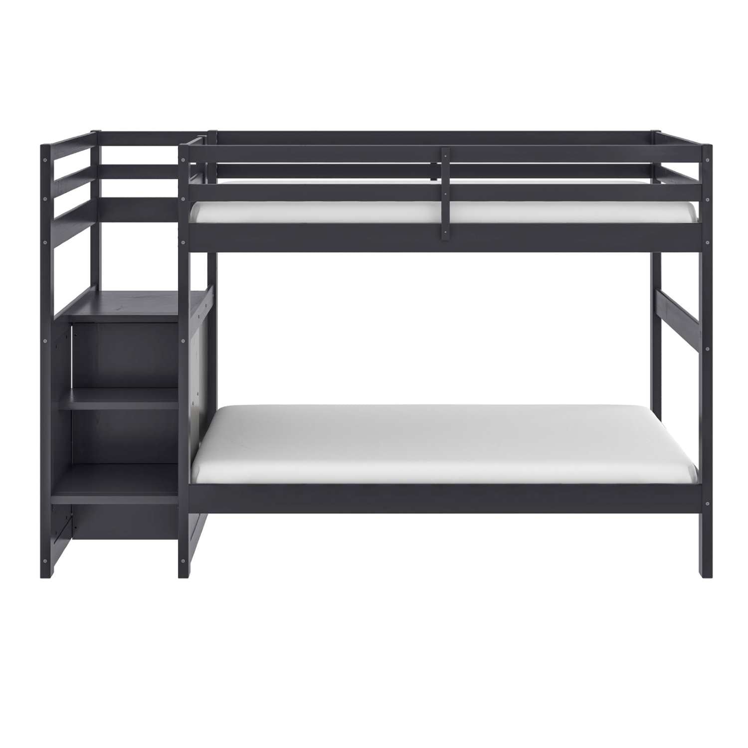 Dark Grey Wooden Stairway Single Bunk Bed 2005