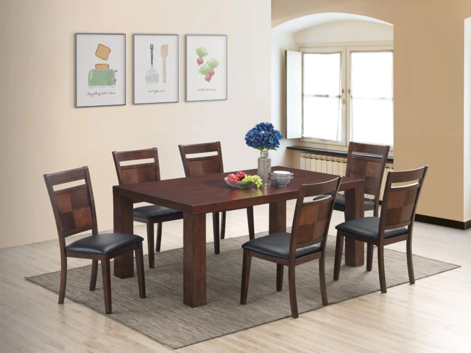 Dark Walnut Dining Table with 6 Chairs 2858