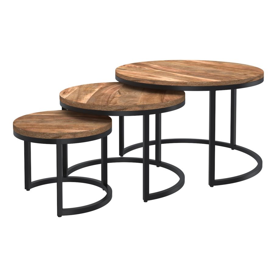 Darsh 3pc Coffee Table Set in Natural and Black 303-403