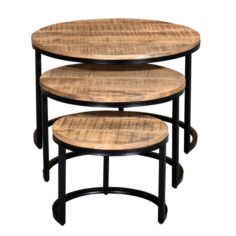 Darsh 3pc Coffee Table Set in Natural and Black 303-403