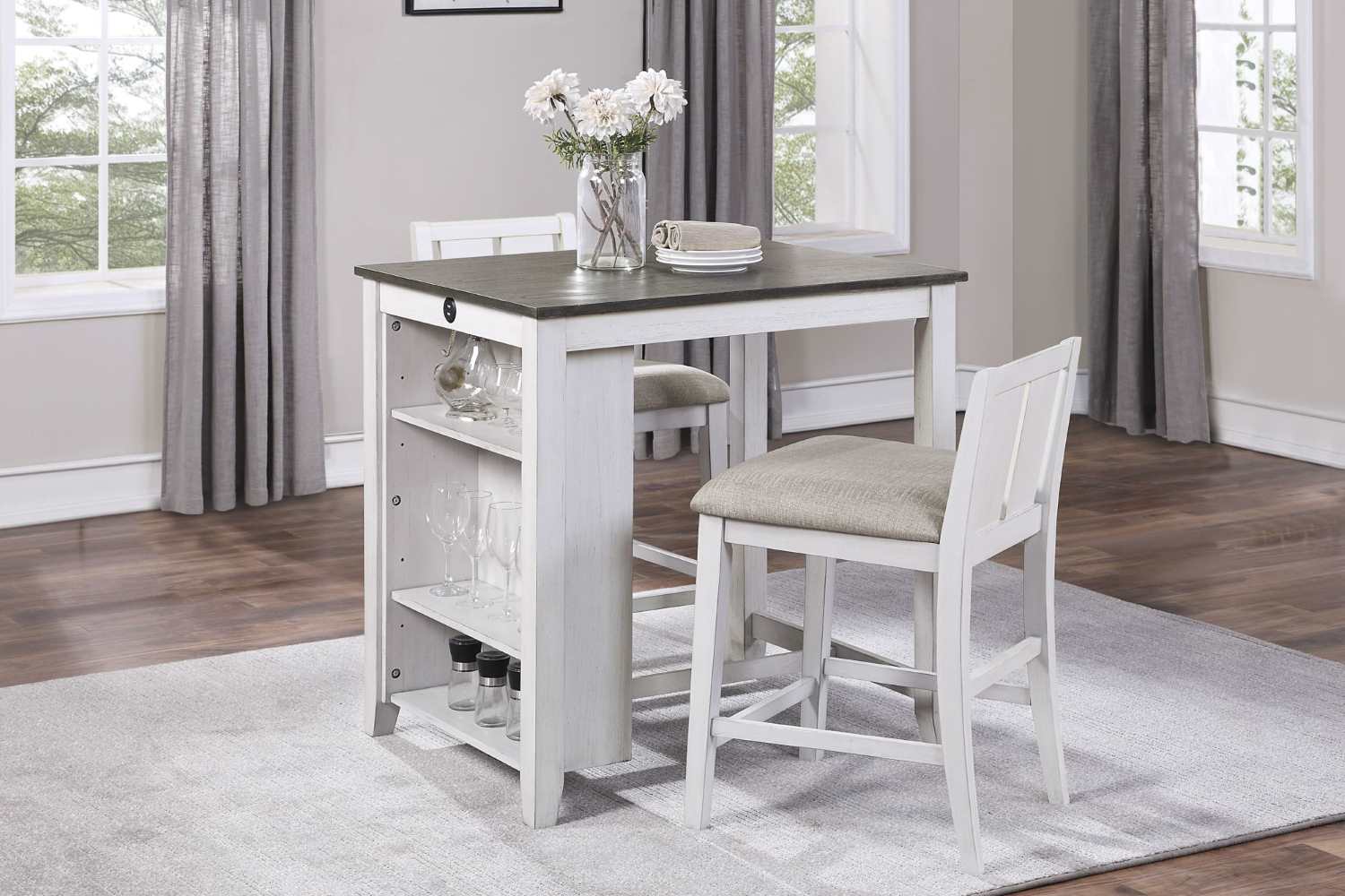 Daye Gray and White Counter Height 3 PC Set with USB - 5773