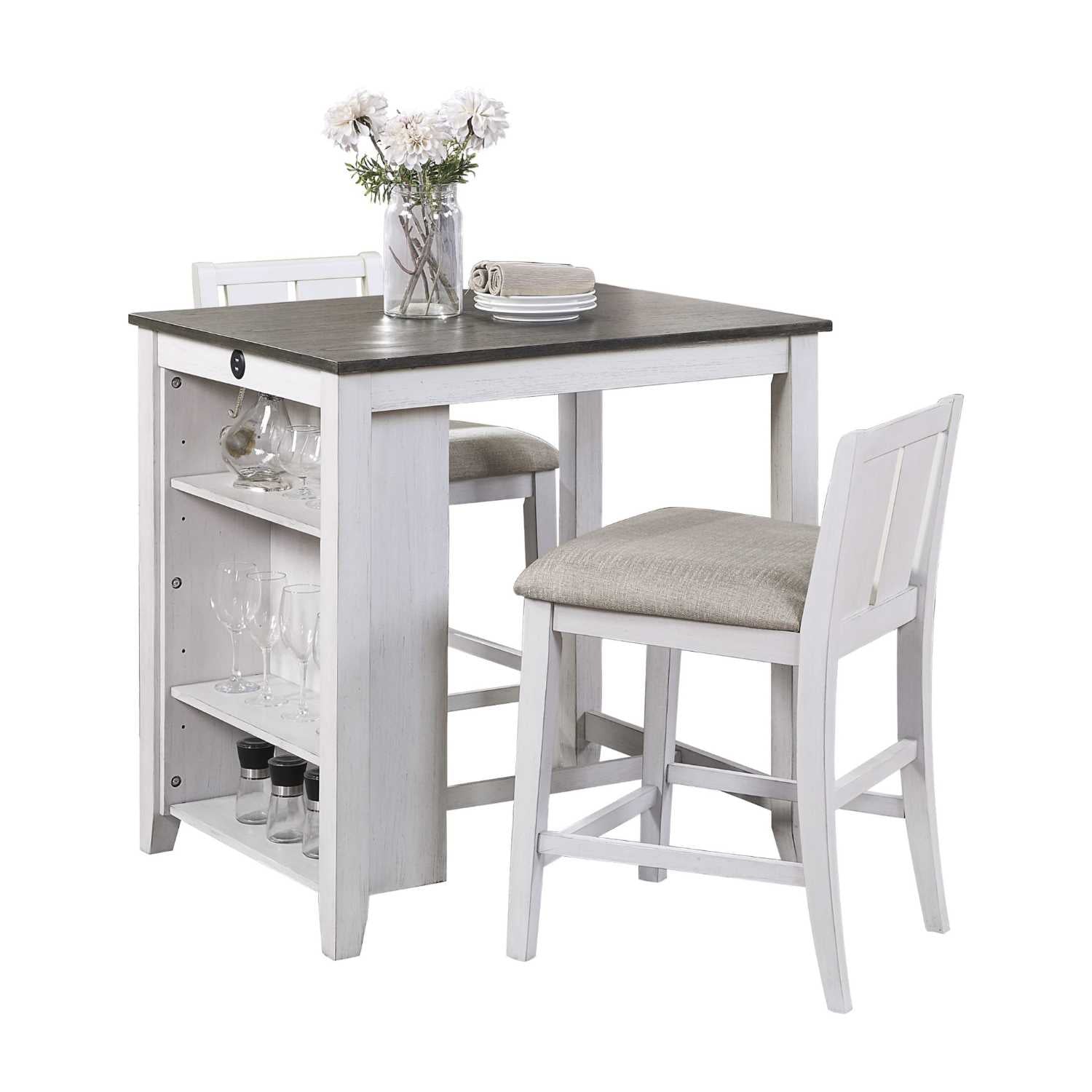 Daye Gray and White Counter Height 3 PC Set with USB - 5773