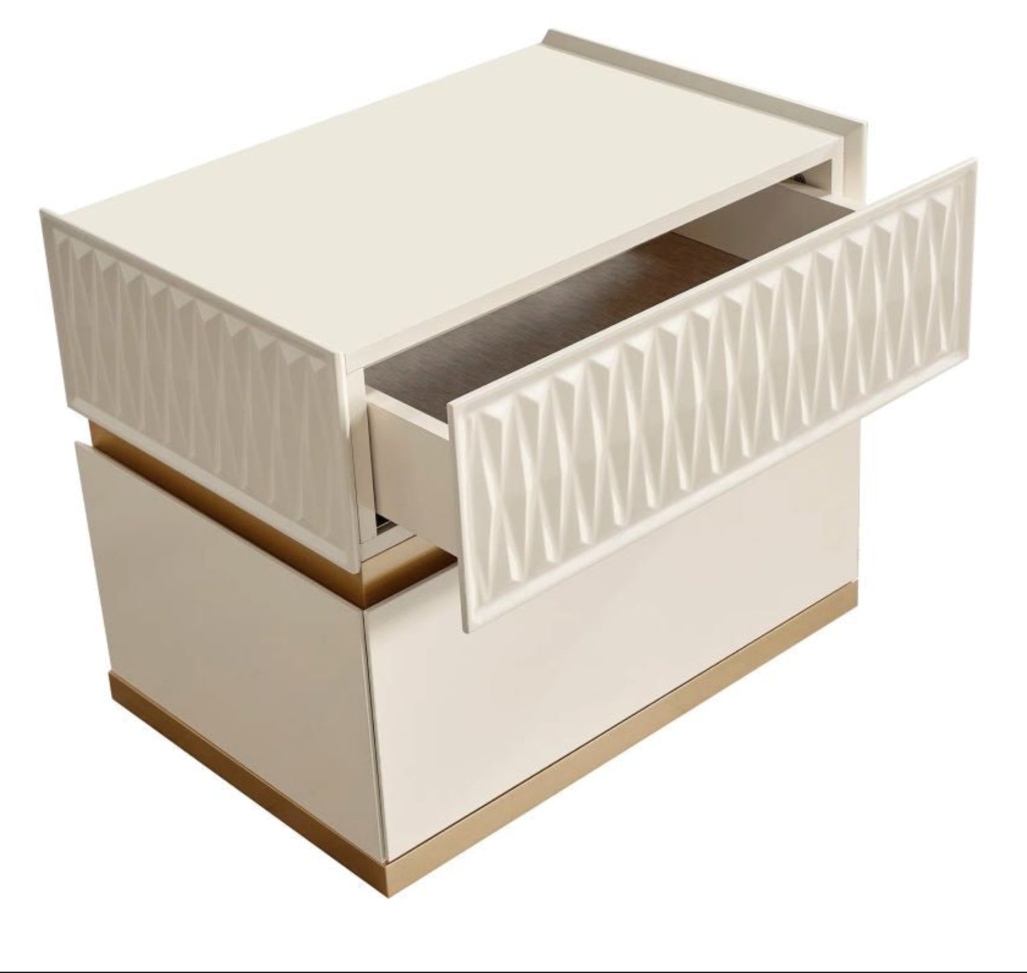 Delfano Gold and Cream Lacquer Finish Bedroom Set 1761