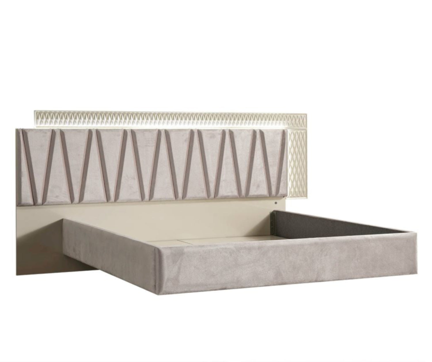 Delfano Gold and Cream Lacquer Finish Bedroom Set 1761