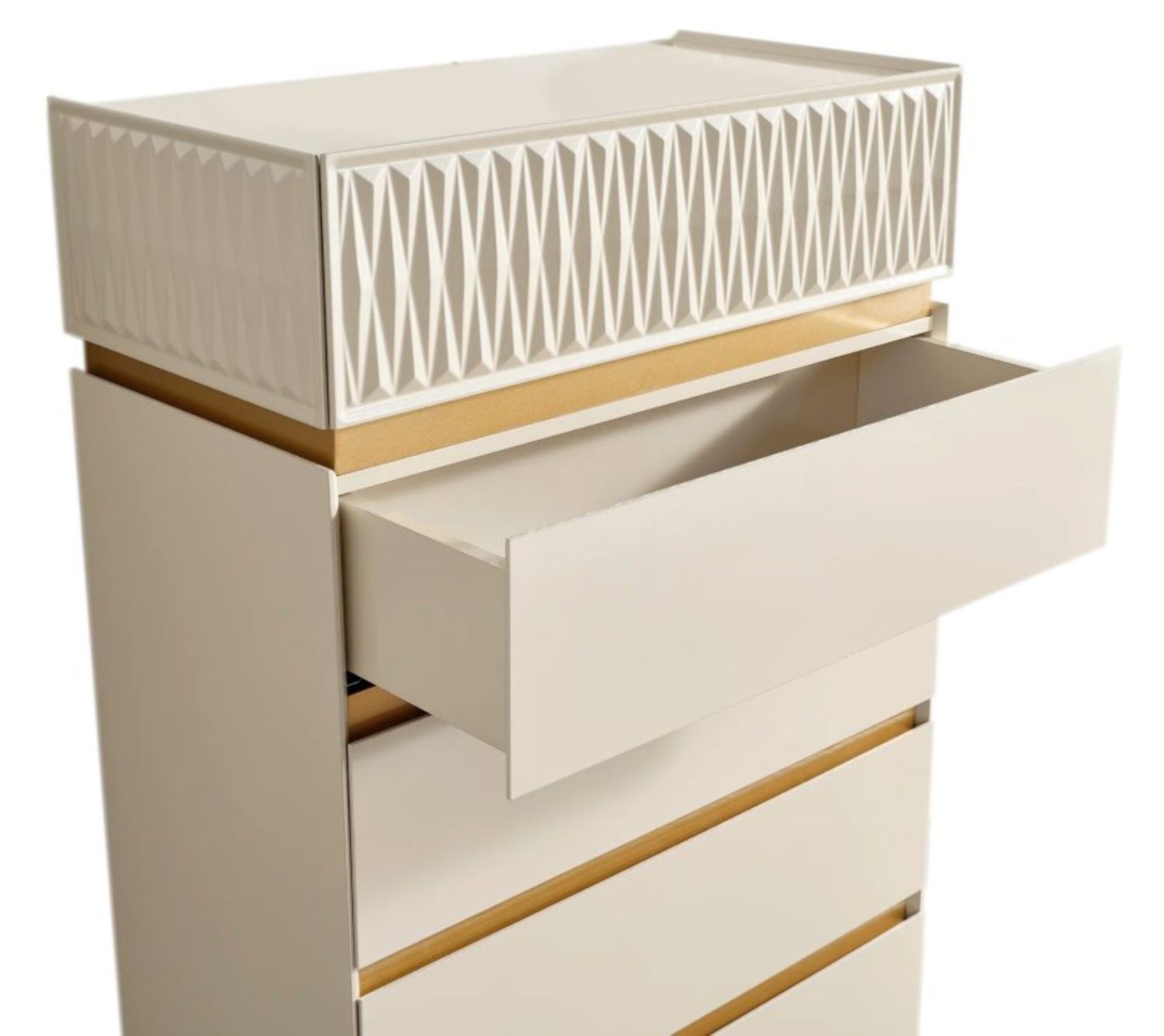 Delfano Gold and Cream Lacquer Finish Bedroom Set 1761