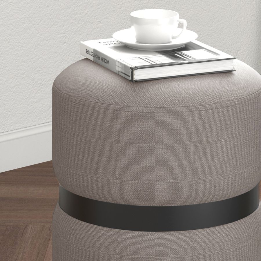 Demi Round Ottoman and Warm Grey and Black 402-172