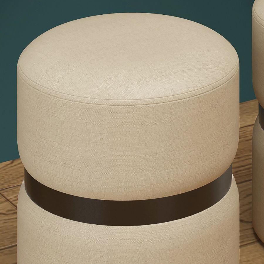 Demi Round Ottoman in Beige and Black 402-172
