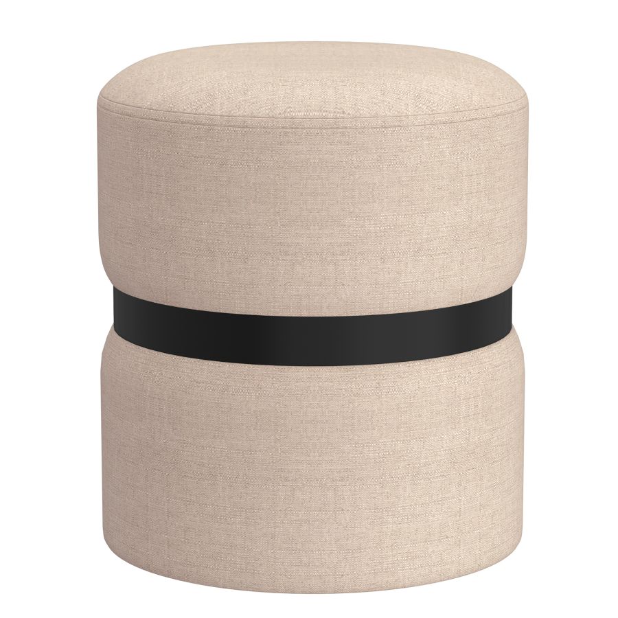 Demi Round Ottoman in Beige and Black 402-172