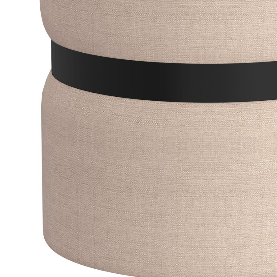 Demi Round Ottoman in Beige and Black 402-172