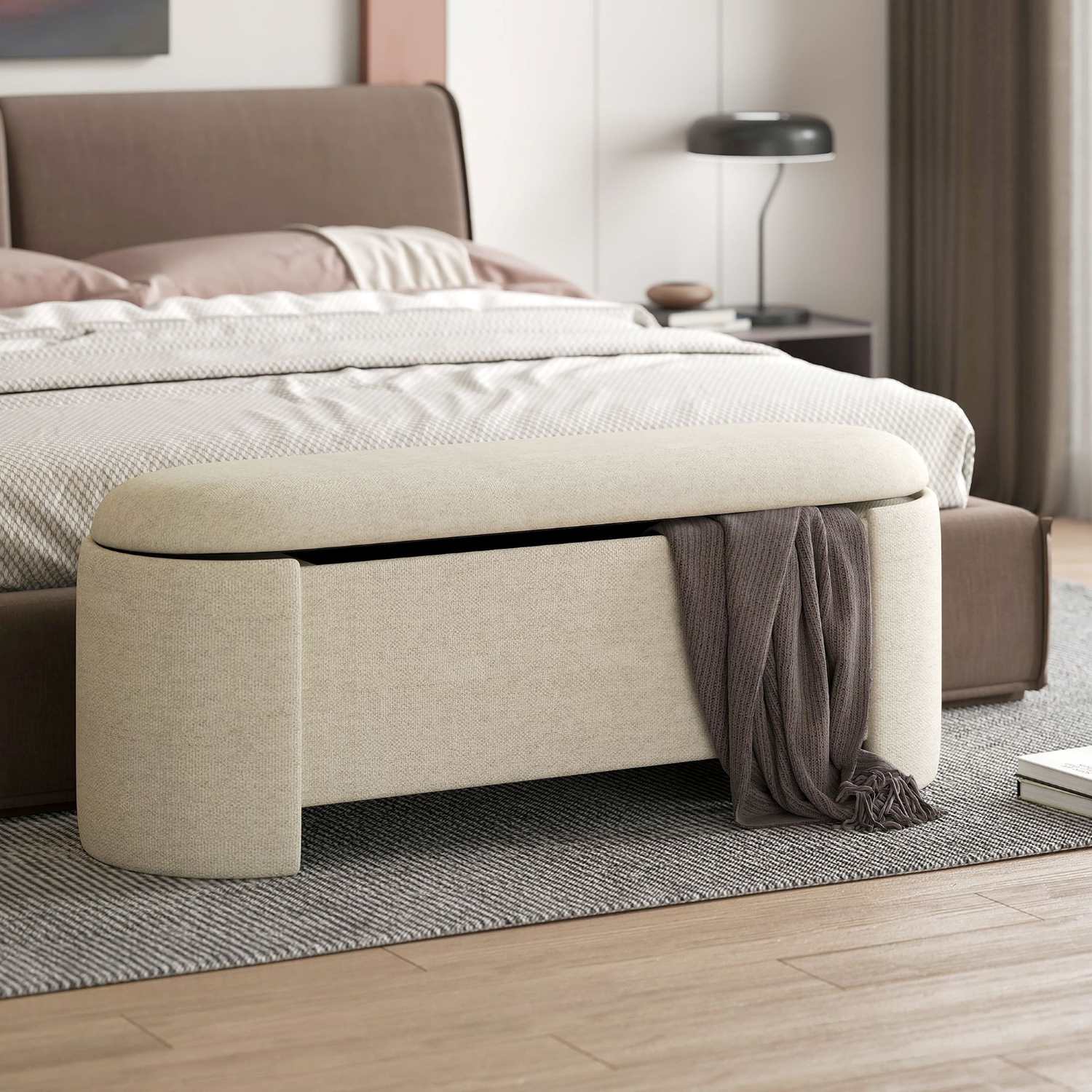 Dephne Storage Ottoman in Beige 402-903BG