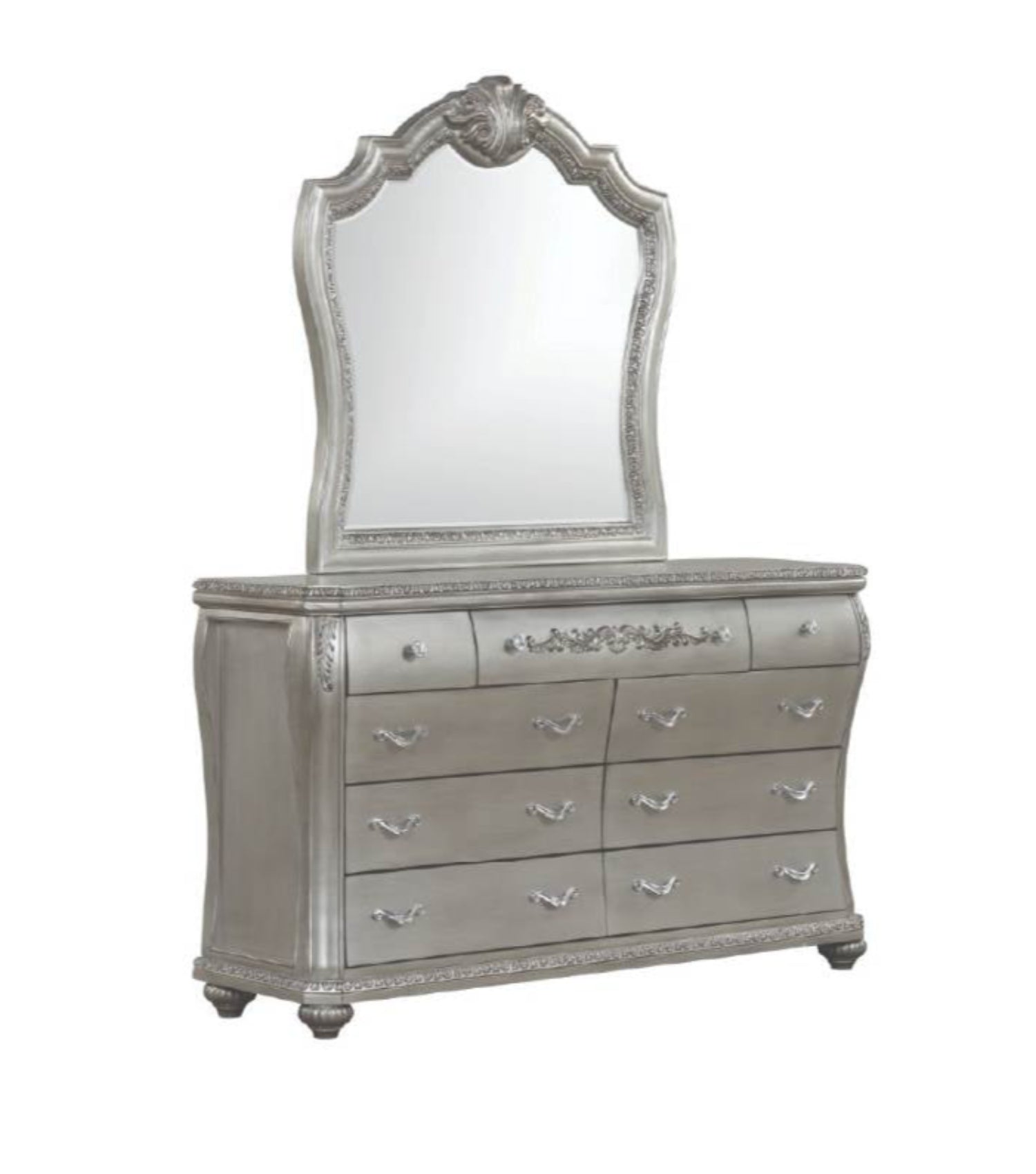 Destiny Silver Bedroom Set With Tufted PU Headboard & Footboard 1171