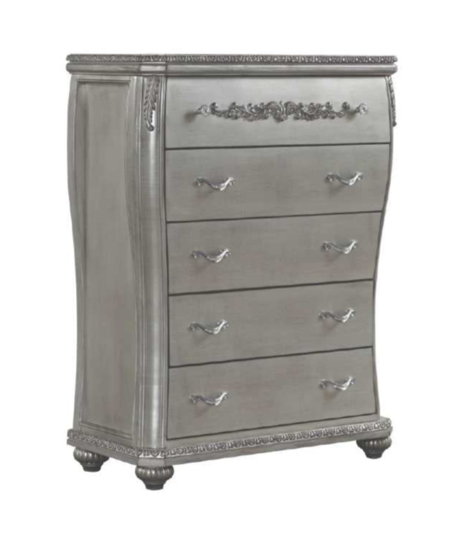 Destiny Silver Bedroom Set With Tufted PU Headboard & Footboard 1171