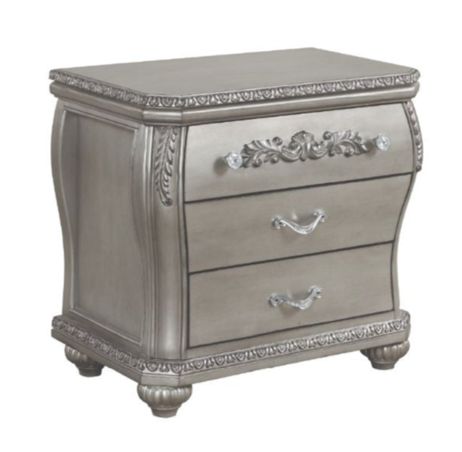 Destiny Silver Wooden 3 Drawer Night Stand 1171