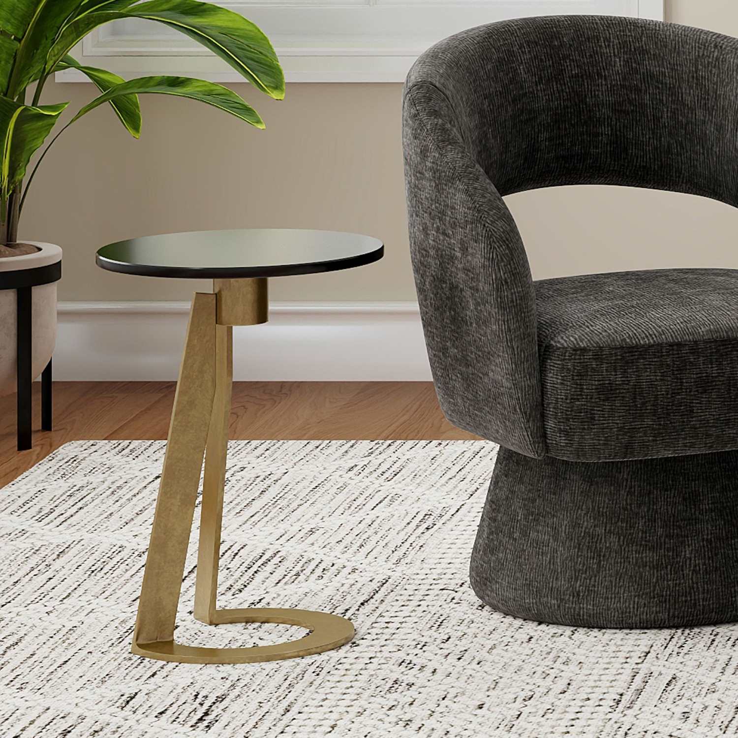 Devas Accent Table in Black Marble 501-112BK