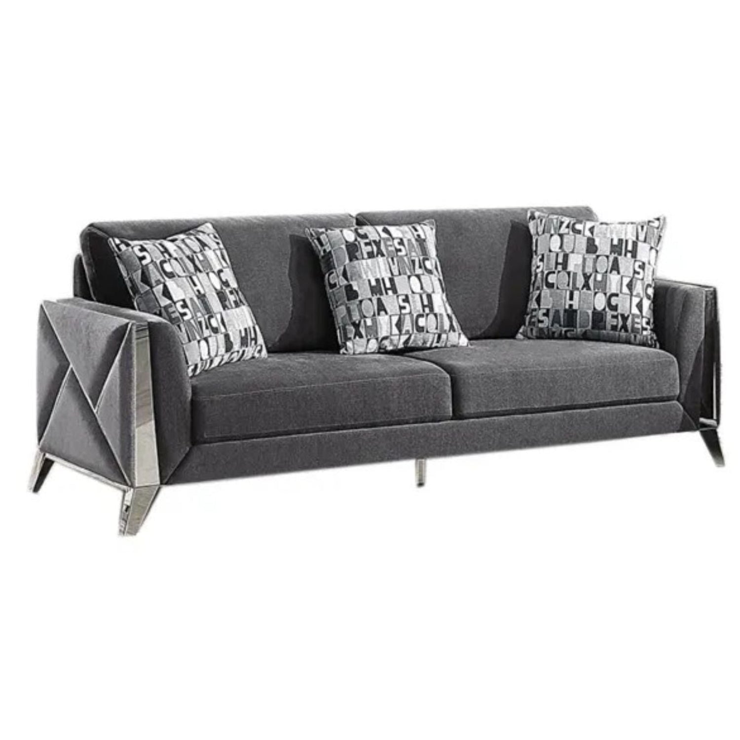 Diana Grey Fabric Sofa Sets with Chrome Accents 5725