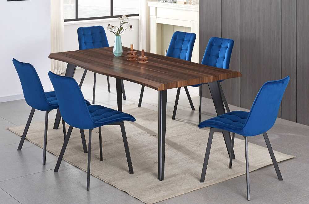 7PC Wooden Dining Set Blue T3345 / T214