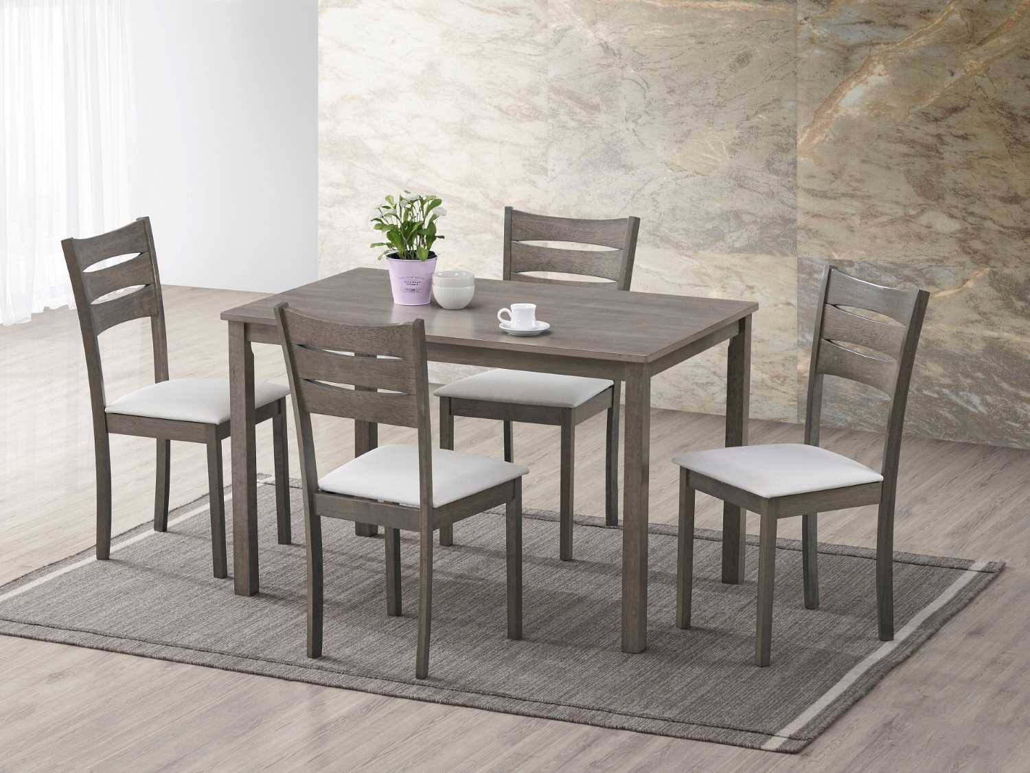 Antique Grey Wooden Dining Table Set T-1050 / C-1052