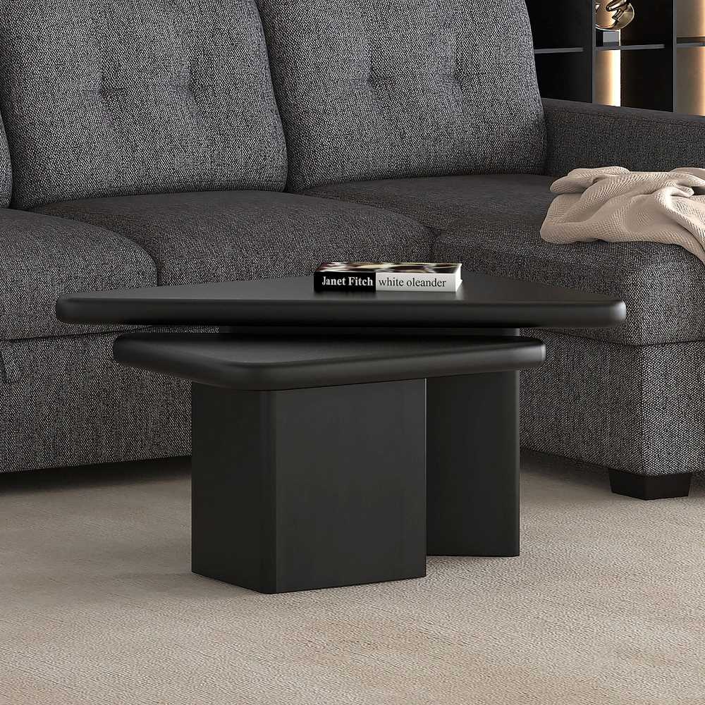 Draco 2pc Coffee Table Set Black 303-155BLK