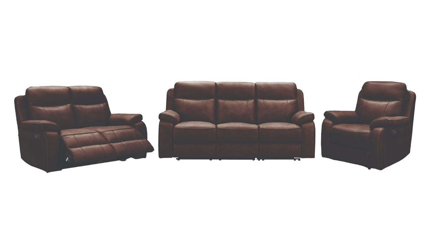 Duke Leather Gel Manual Recliner Brown Sofa Set 2475