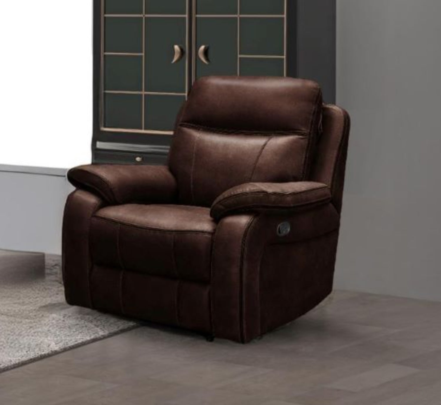 Duke Leather Gel Manual Recliner Brown Sofa Set 2475