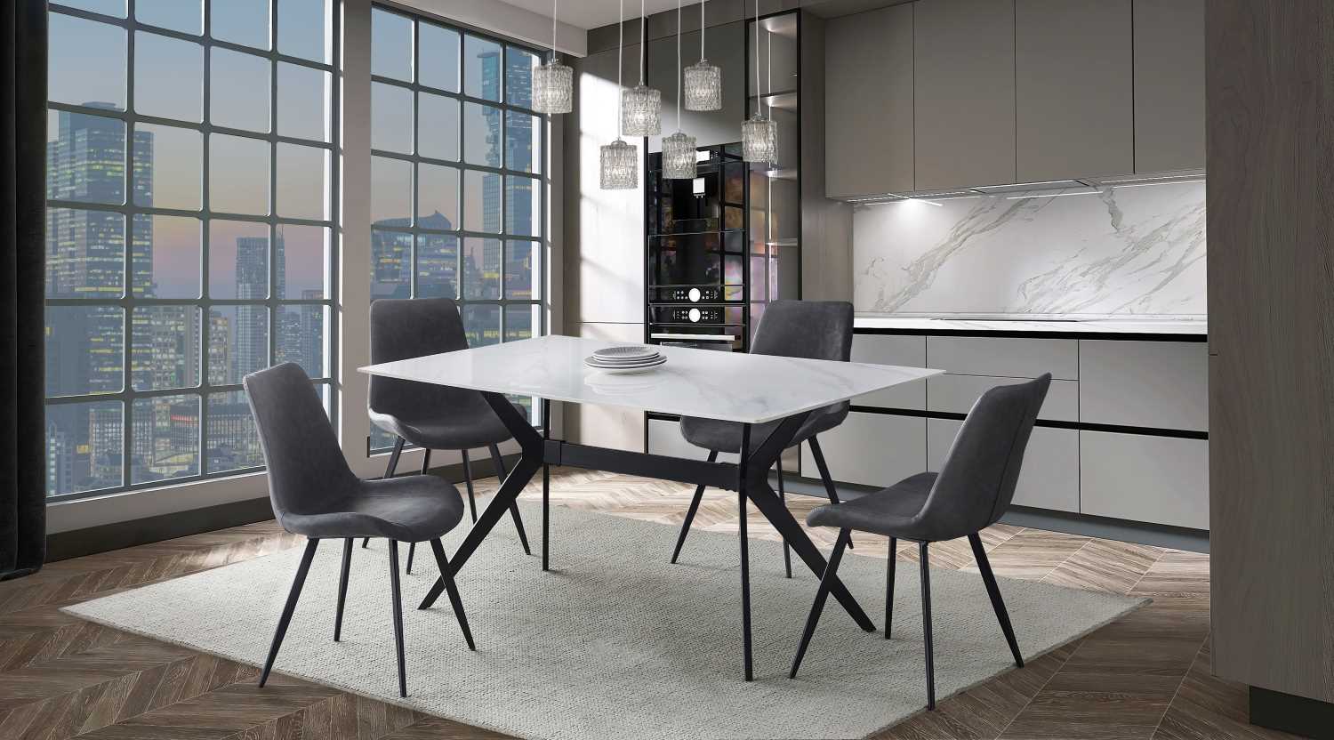 Dumas White Sintered Stone Dining Set 5916