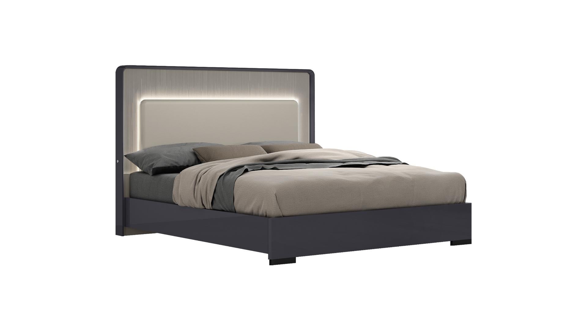 Ember Graphite Lacquer And Gray Matte Finish LED Hydraulic Lift Bed 1471