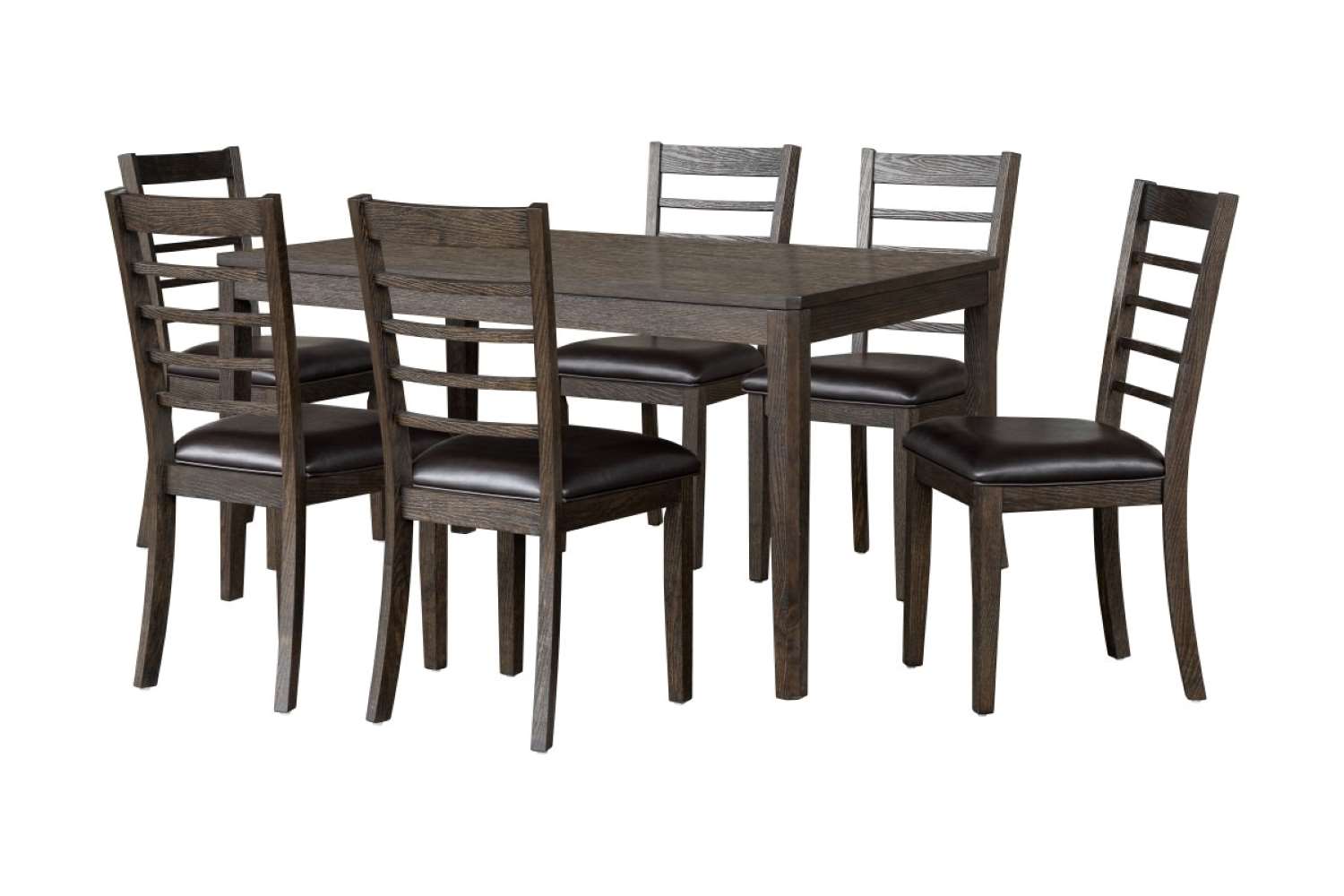 Elijah Espresso Wooden 7pc Dining Set with Faux Leather Seat Chairs 563322