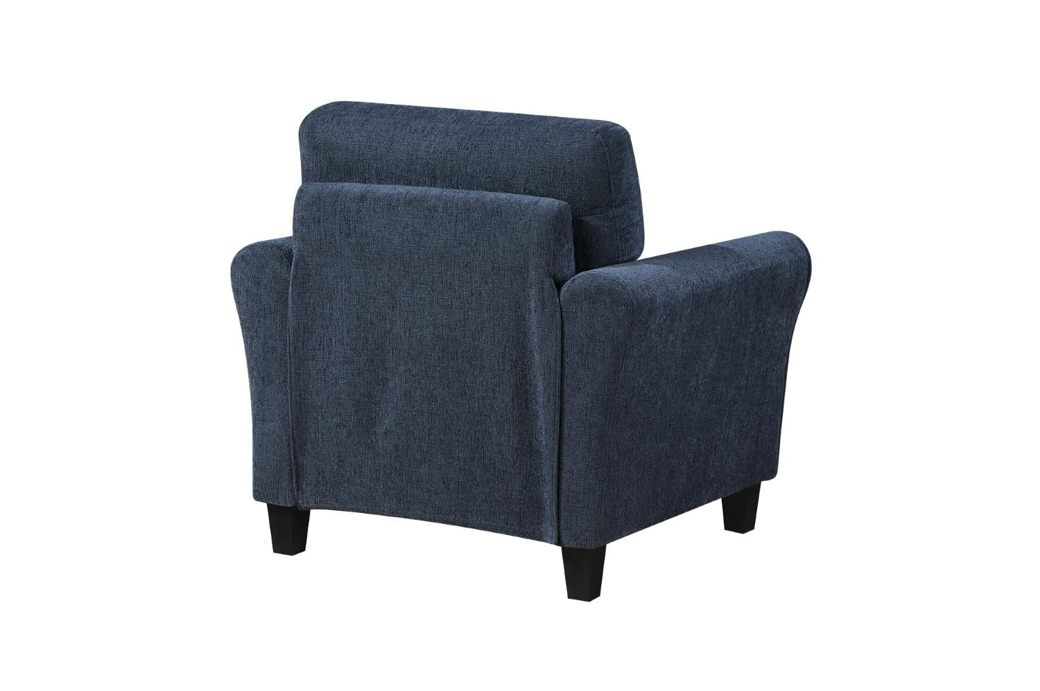 Ellery Chenille Fabric Blue Chair with Black Legs 9209