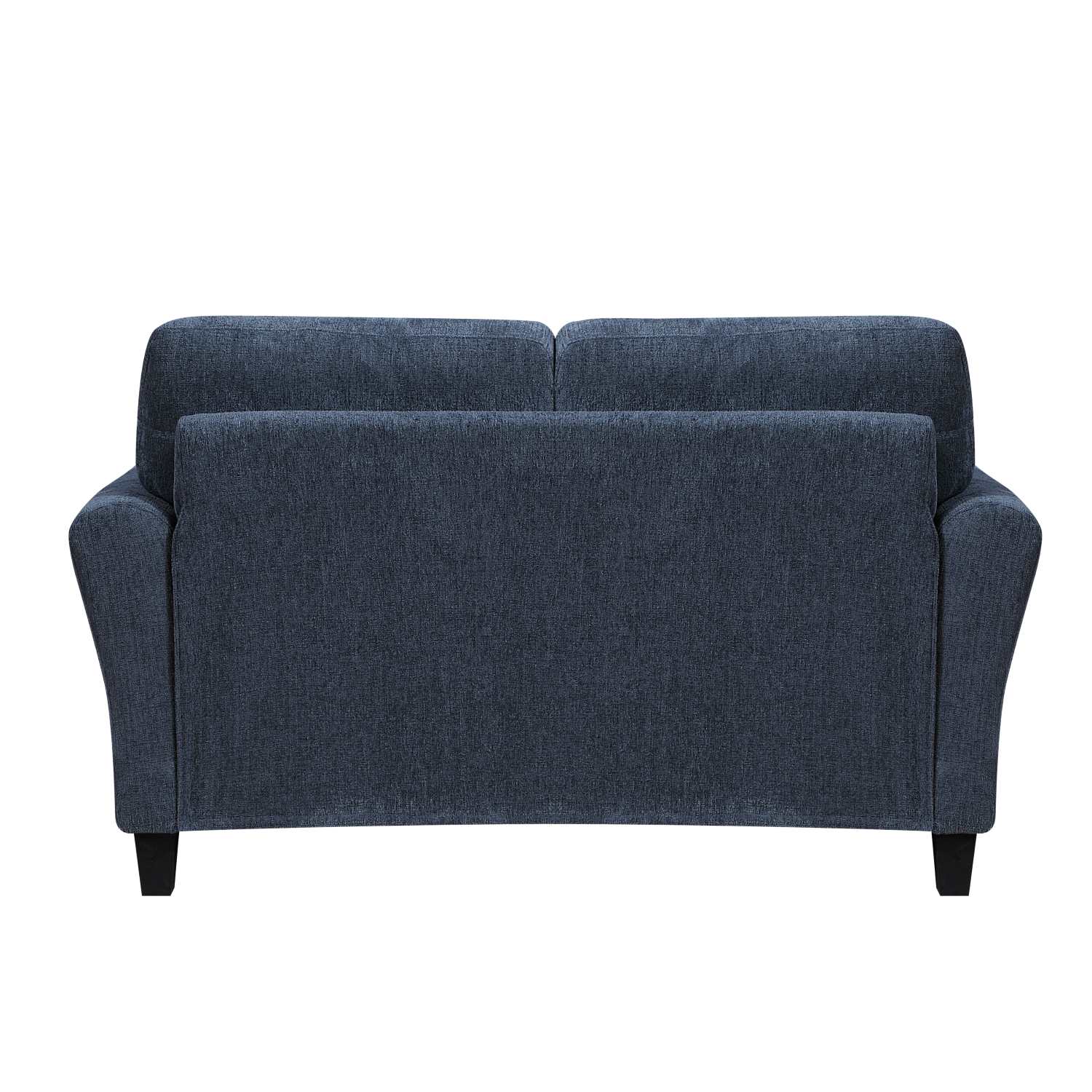 Ellery Chenille Fabric Blue Loveseat with Black Legs 9209