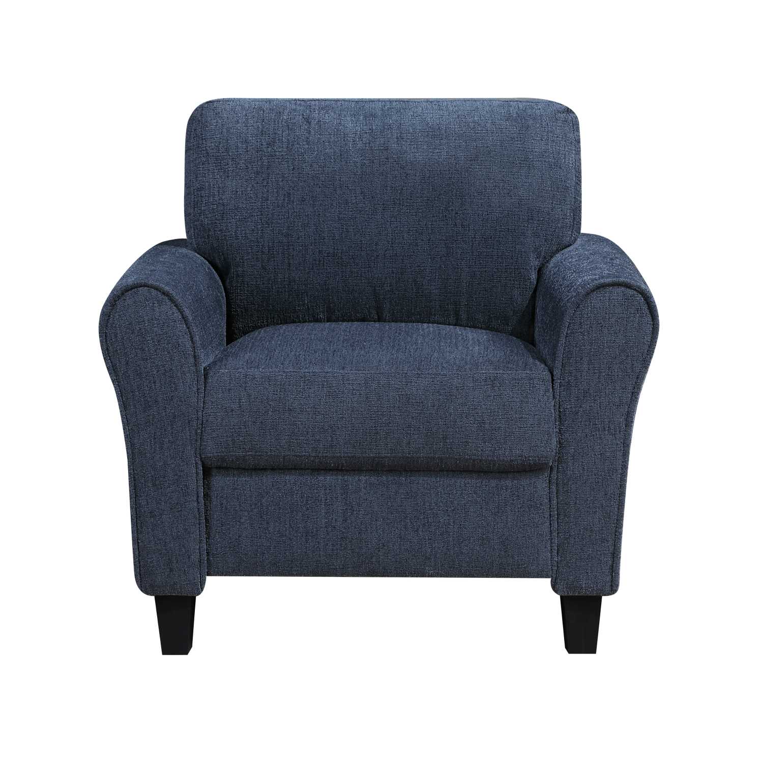Ellery Chenille Fabric Blue Chair with Black Legs 9209