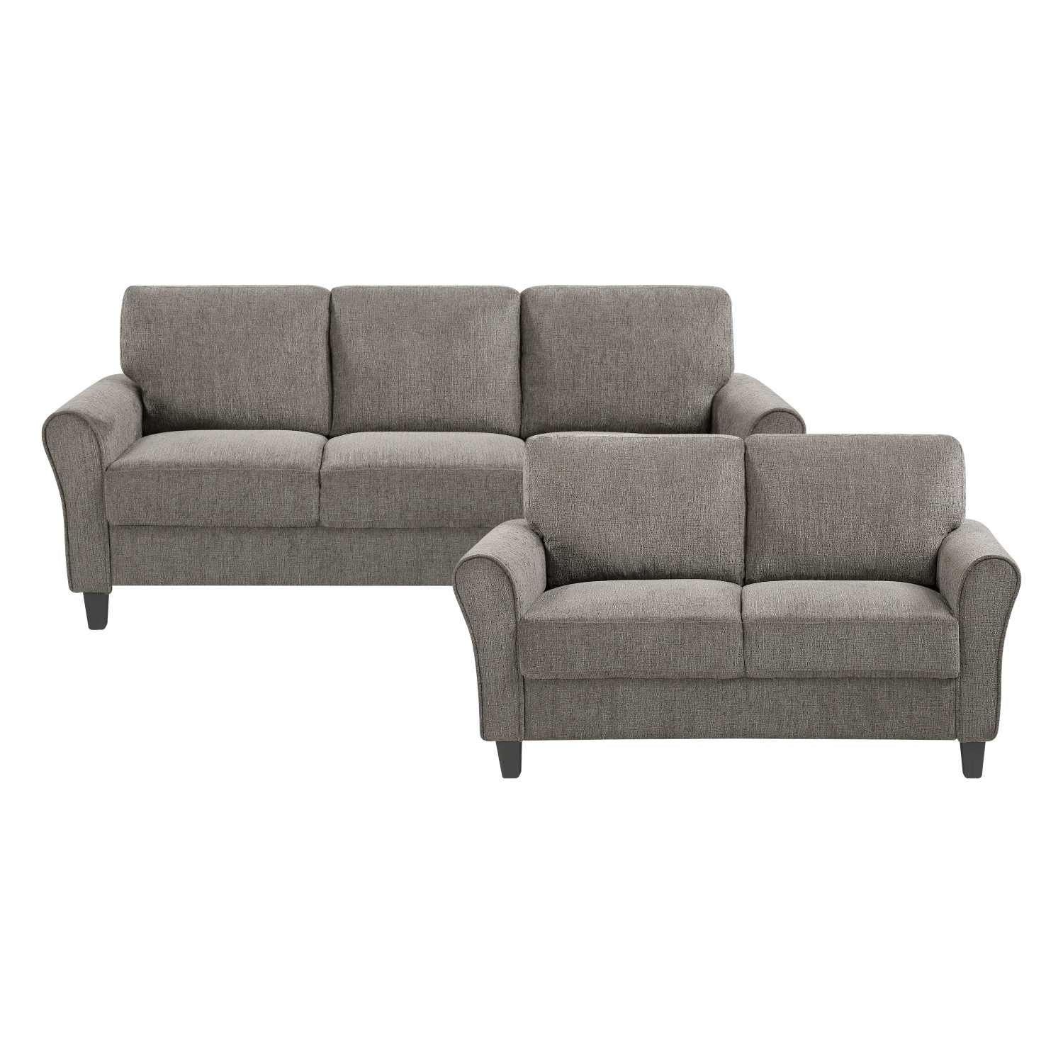 Ellery Chenille Fabric Brown Sofa Set with Black Legs 9209