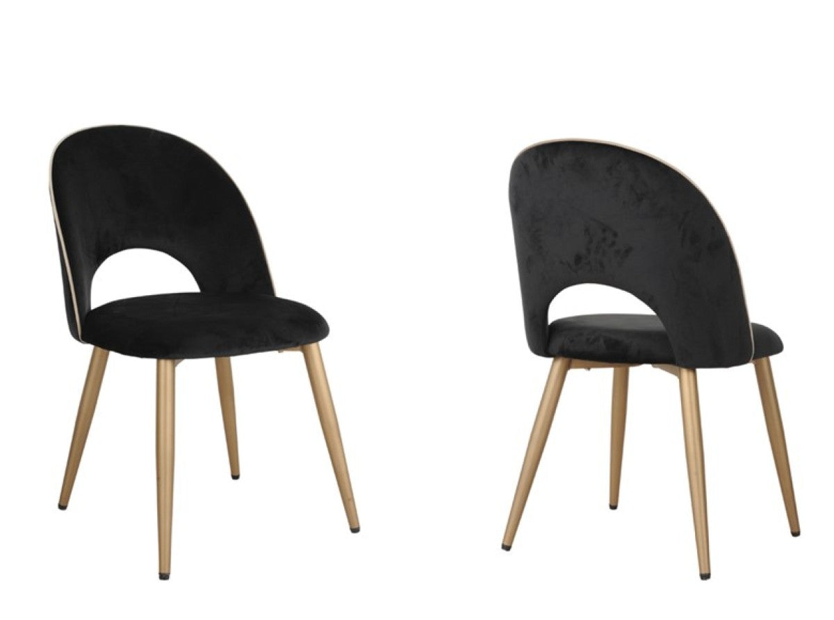 Emilia Dining Chair Black & Gold Set of 2 Chairs 201782 ( OPEN BOX )