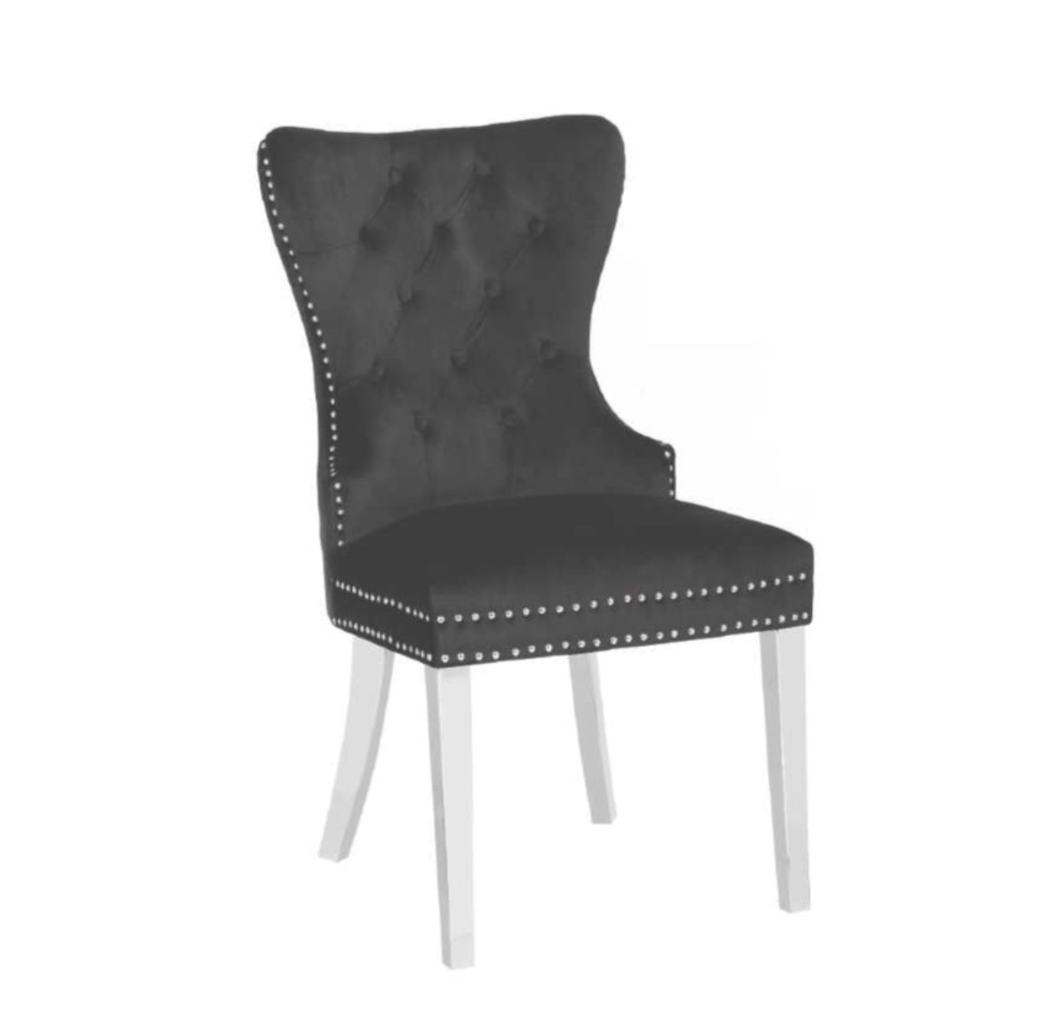 Erica Black Velvet Fabric Chair With Chrome Legs CH60
