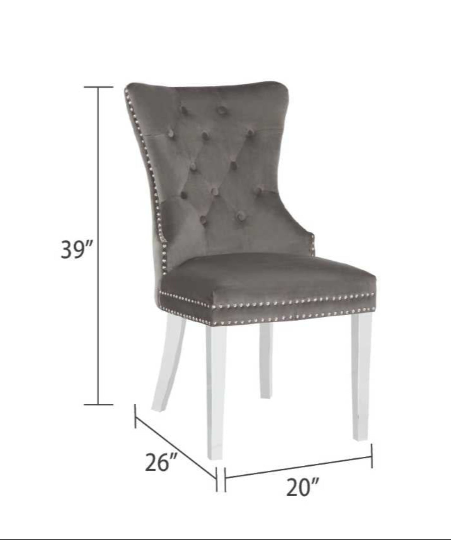 Erica Dark Grey Velvet Fabric Chair With Chrome Legs CH60