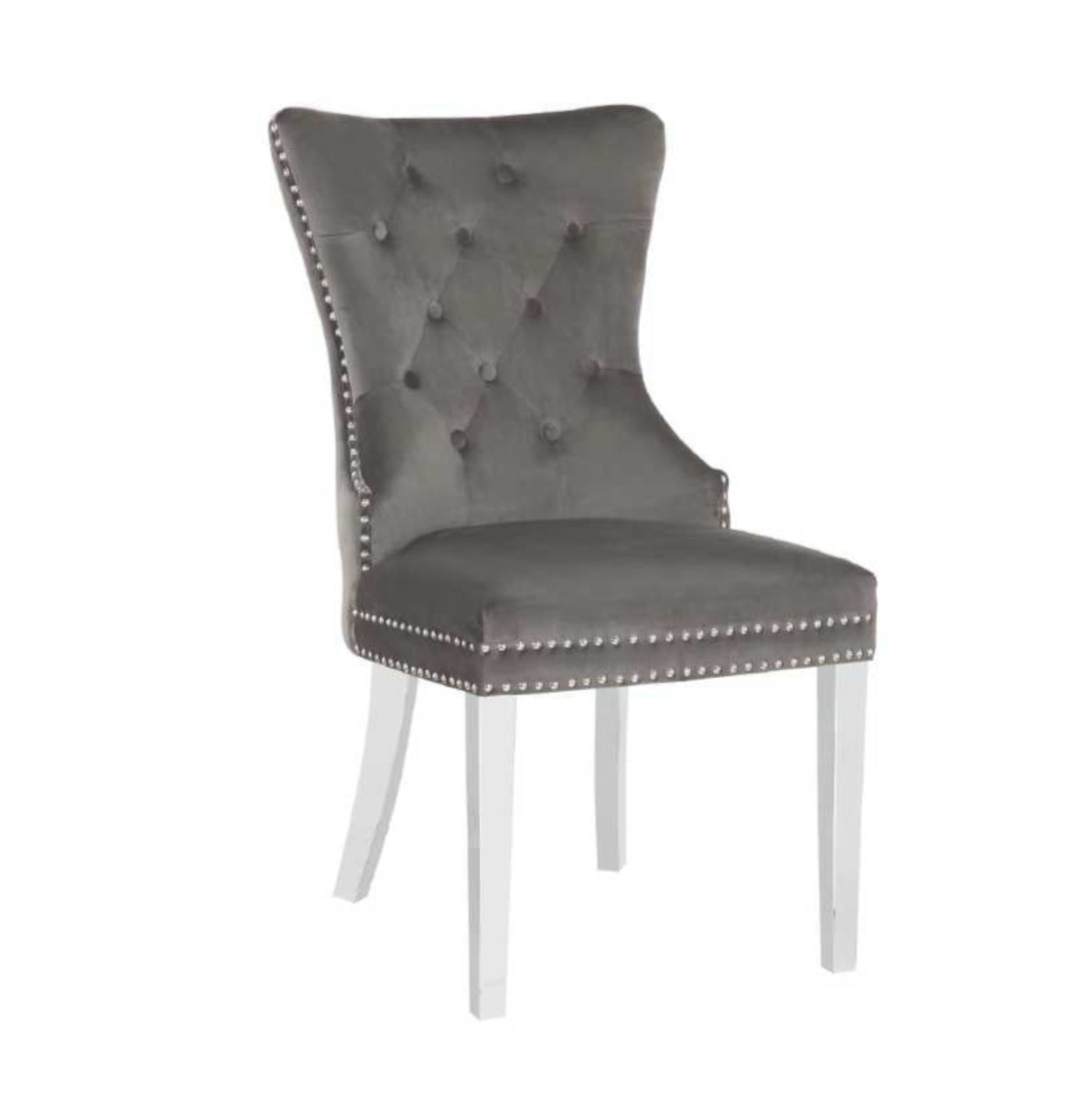 Erica Dark Grey Velvet Fabric Chair With Chrome Legs CH60
