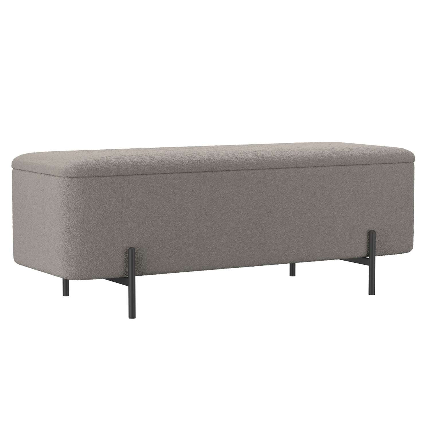 Erzo Storage Ottoman Bench in Grey and Black 402-136GRY