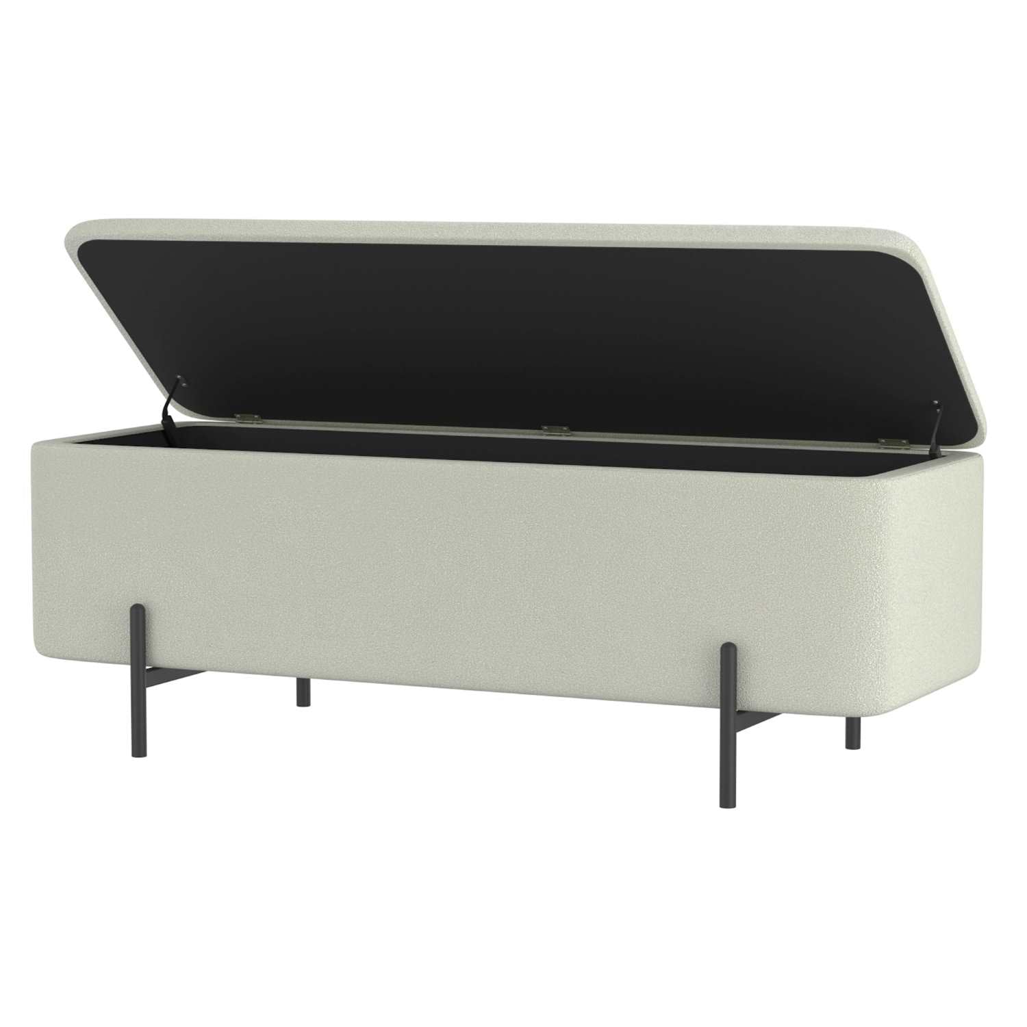 Erzo Storage Ottoman Bench in White and Black 402-136WT
