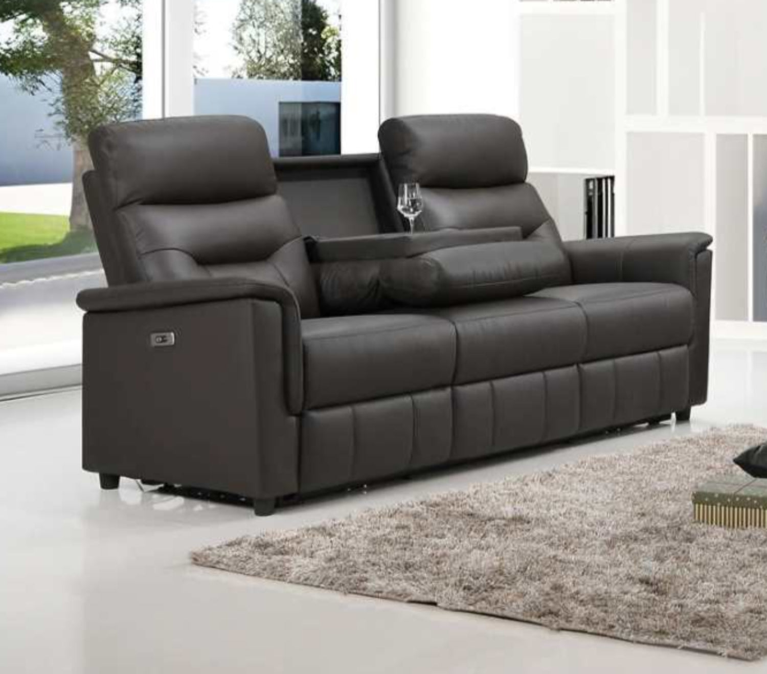 espresso genuine leather sofa