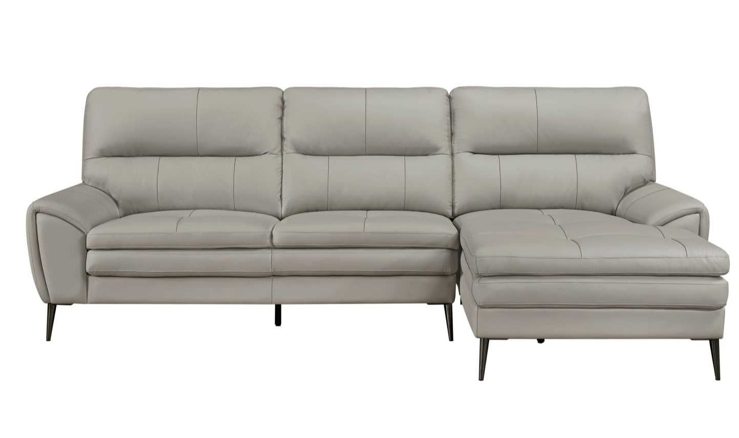 Essex Top-Grain Cow Leather Sectional Sofa With Right Side Chaise 8577