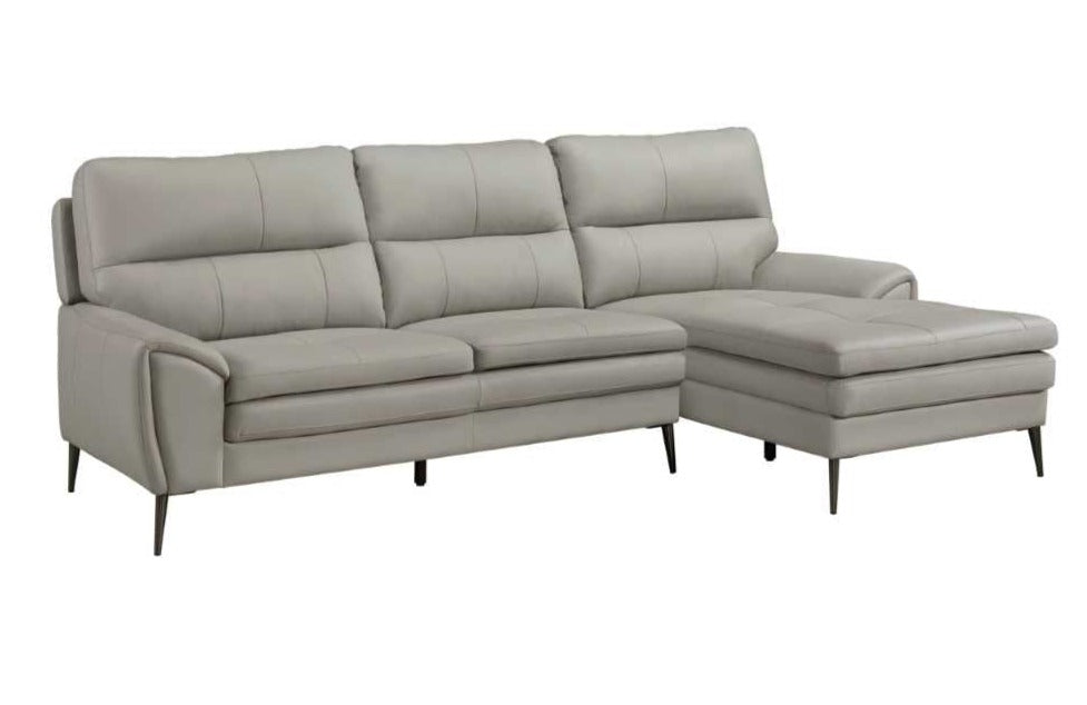 Essex Top-Grain Cow Leather Sectional Sofa With Right Side Chaise 8577