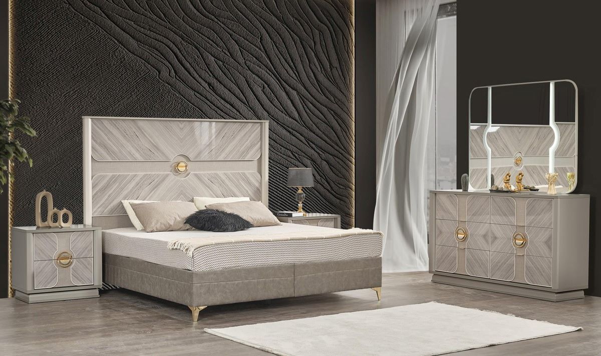Eternity Hydraulic Lift-up Bedroom Set with Gold Accent Beige 1751