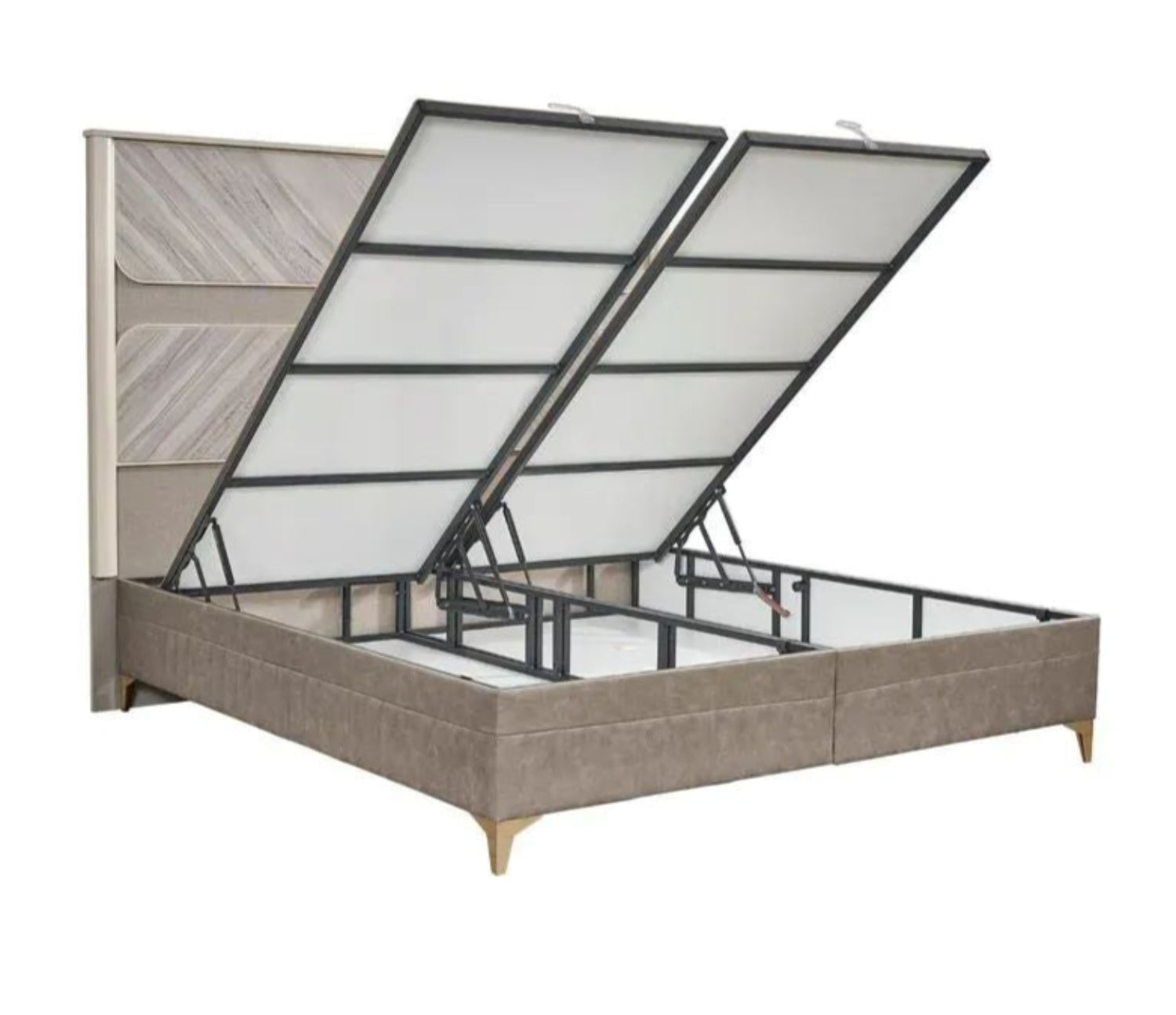 Eternity Hydraulic Lift-up Bedroom Set with Gold Accent Beige 1751