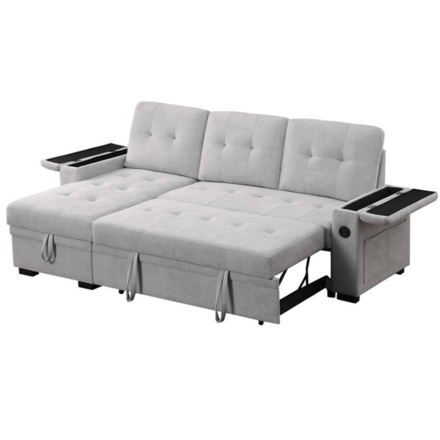 Ethan Grey Woven Fabric Reversible Sofa Bed