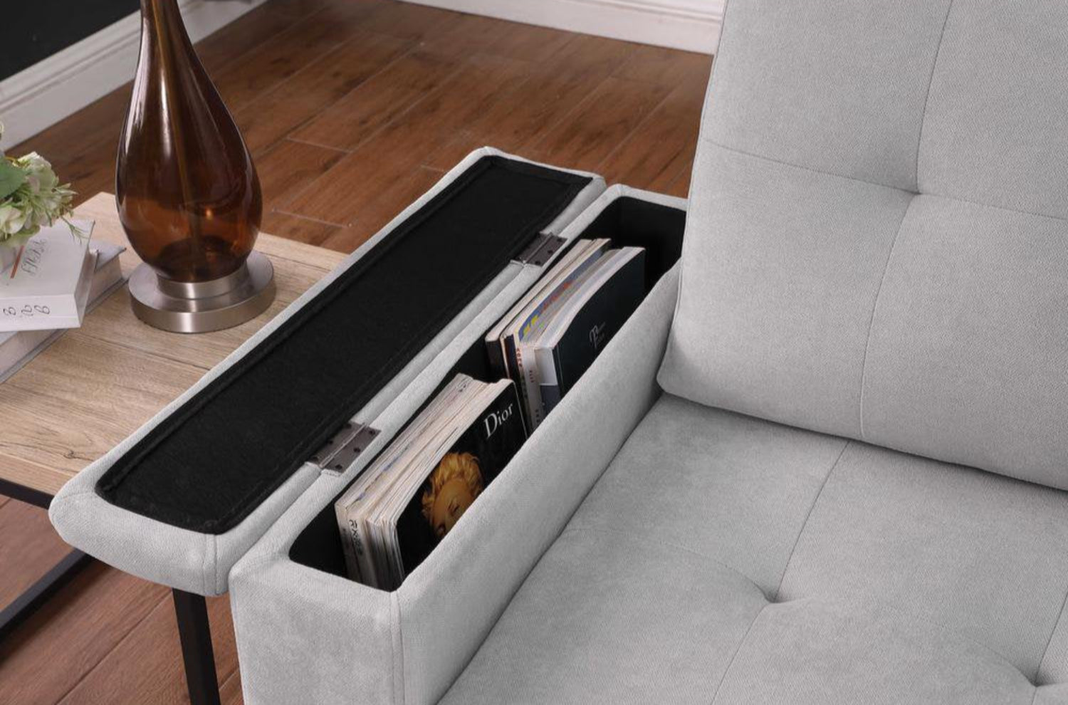 Ethan Grey Woven Fabric Reversible Sofa Bed